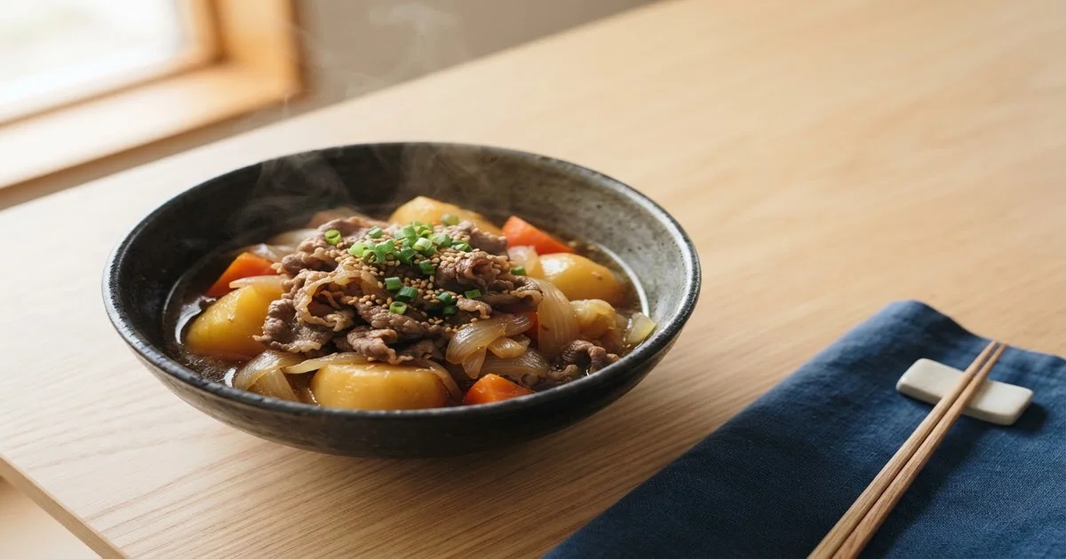 Ảnh nikujaga trong bát gốm Nhật