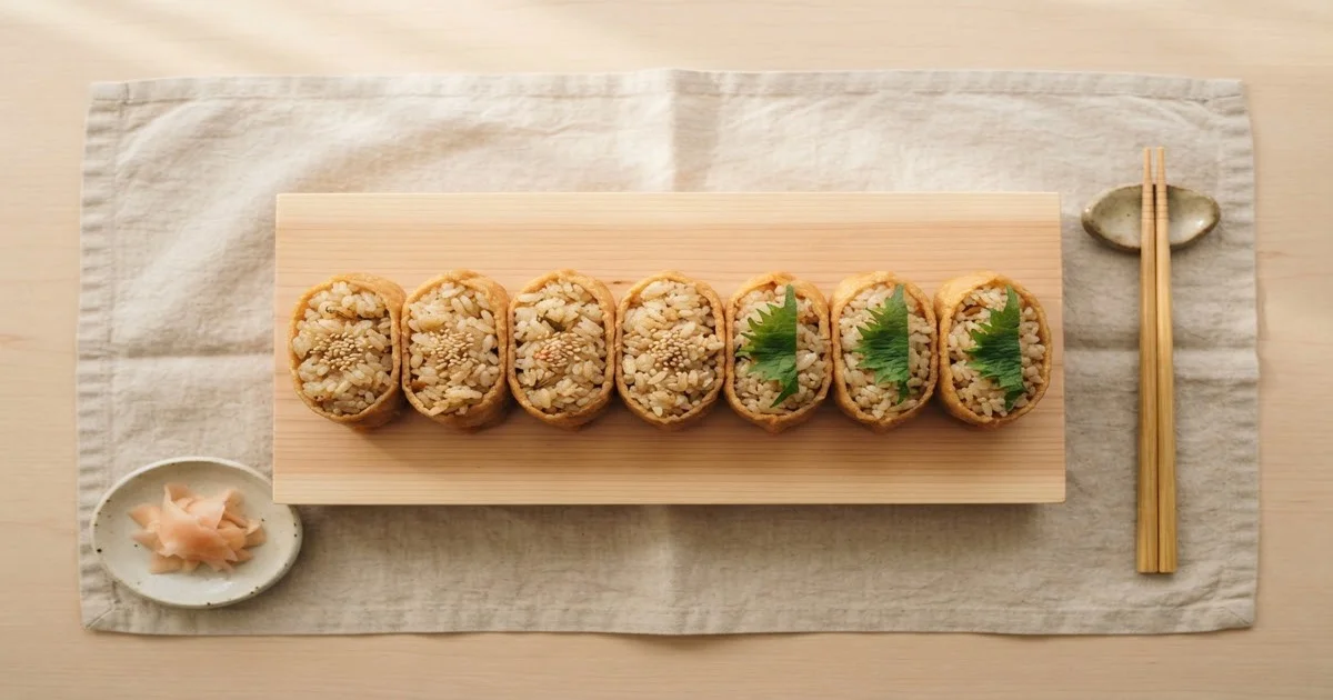 Inari sushi: Japanese home-style sushi with simmered aburaage stuffed with vinegared rice